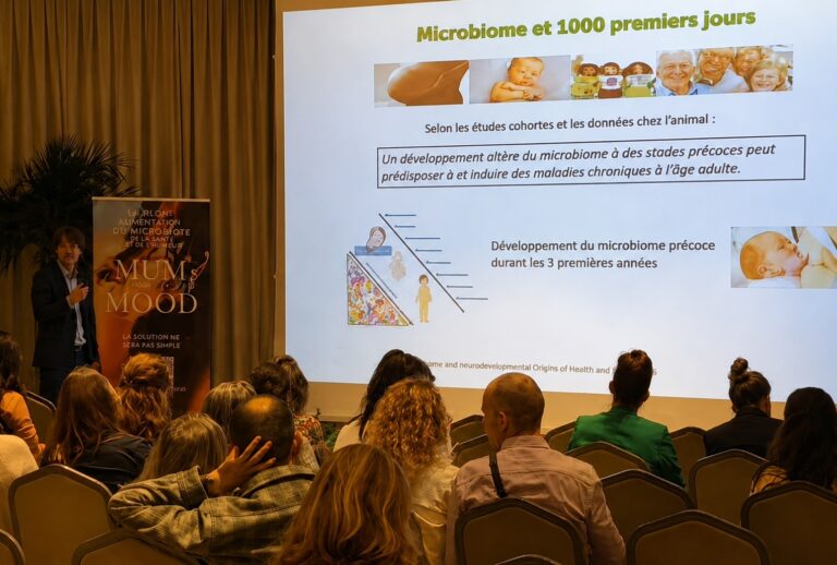 Présentation sur le microbiome et les 1000 premiers jours devant des professionnels lors du forum européen de l'allaitement